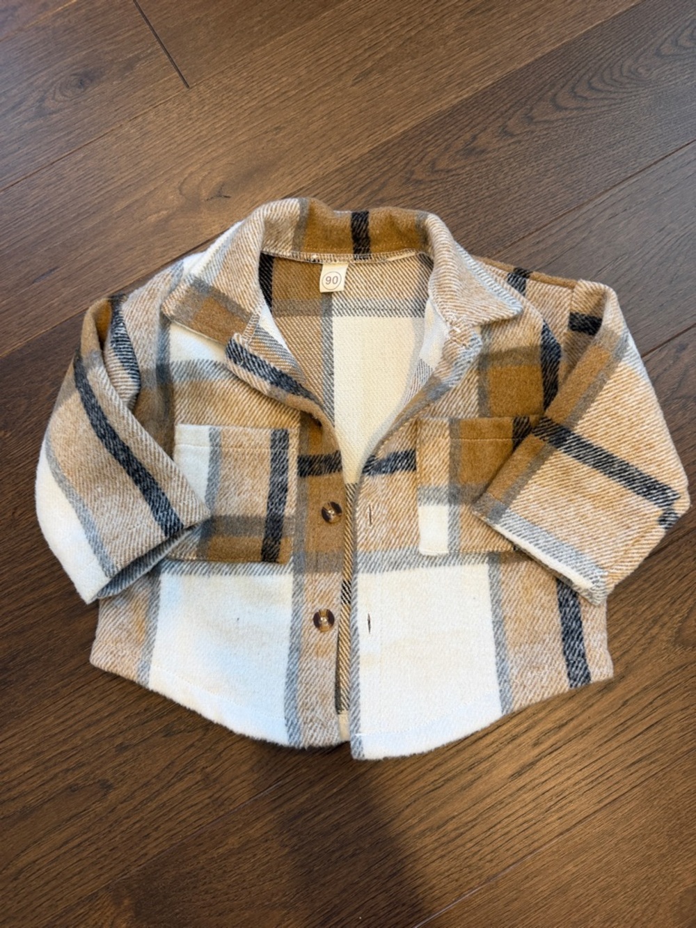 SHEIN Plaid Boys Button-Up Shacket Size 1-2 (90) - C39-035
